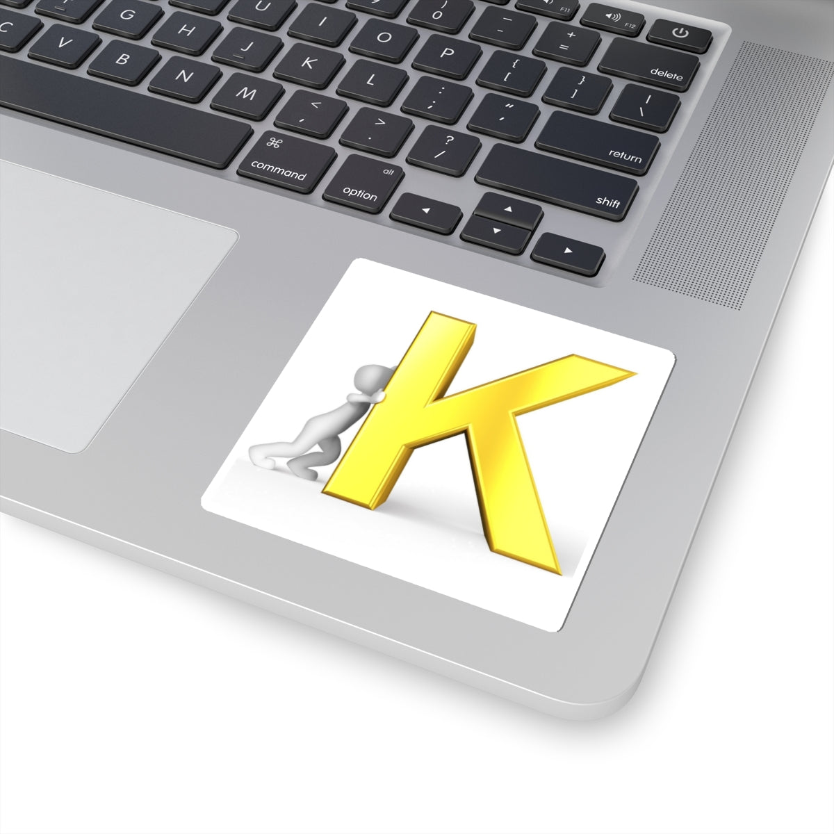 Yellow 3D Letter K Sticker | Kiss-Cut Letter K Decal