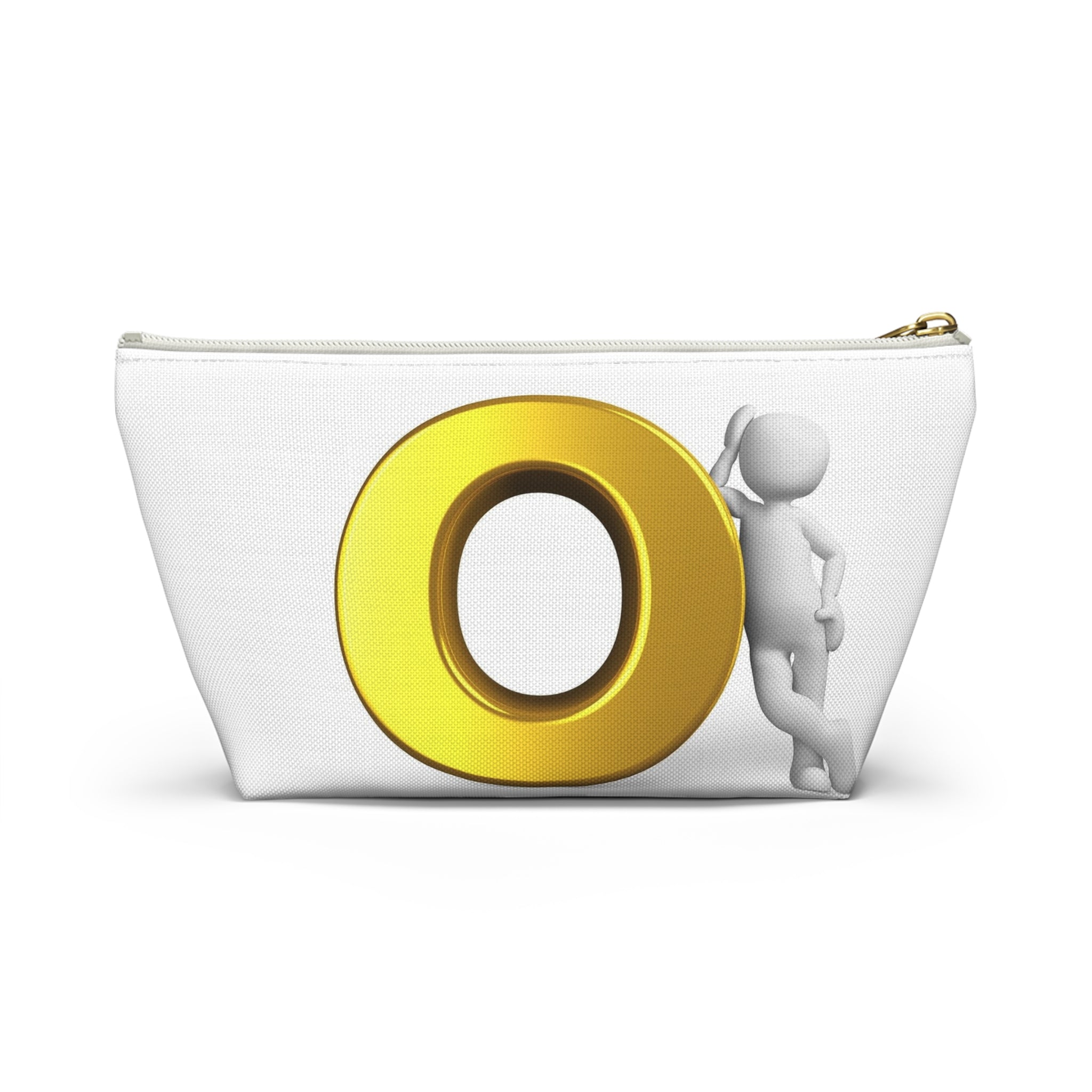 Gold Letter O Accessory Pouch | T-Bottom Cosmetic Bag