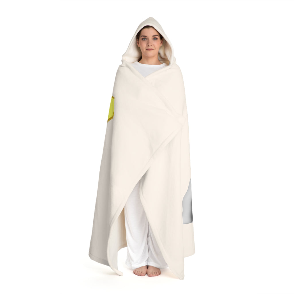 Gold Letter Z With Figure Hooded Sherpa Fleece Blanket | Cream Cozy Wearable Blanket