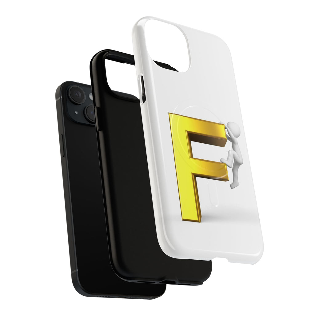 3D Gold Letter F Climber Phone Case | Magnetic Tough Case