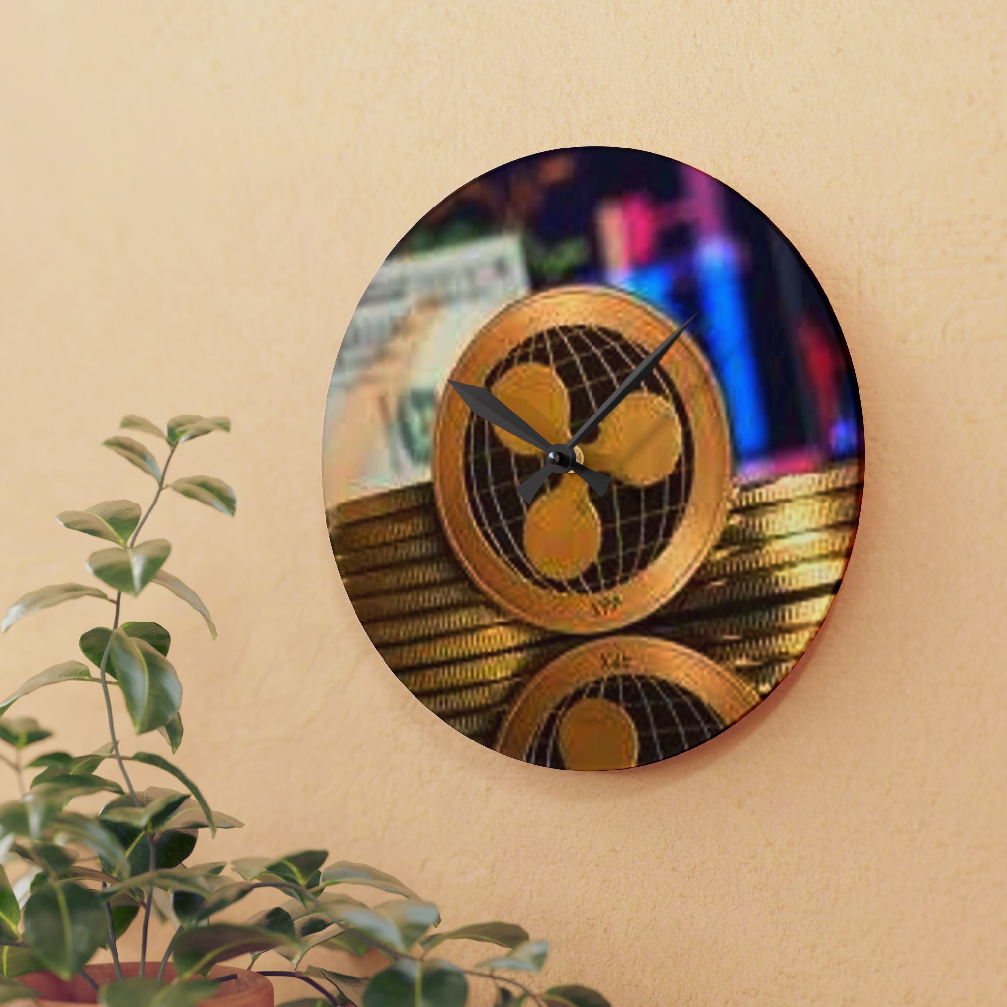 Ripple Cryptocurrency Coin Acrylic Wall Clock | Ripple XRP crypto decor