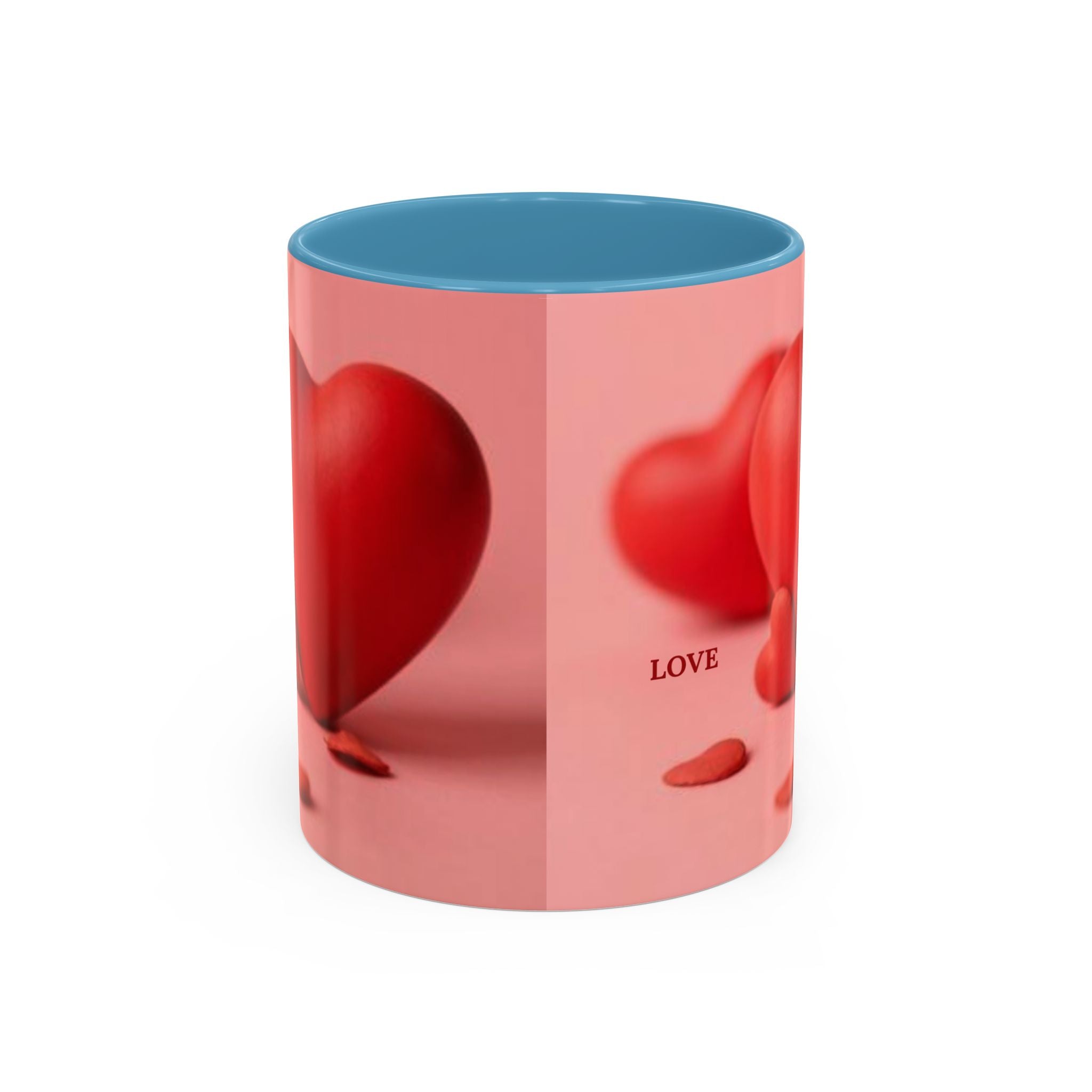 Red Heart Love Design Accent Coffee Mug | Valentine Heart Ceramic Mug