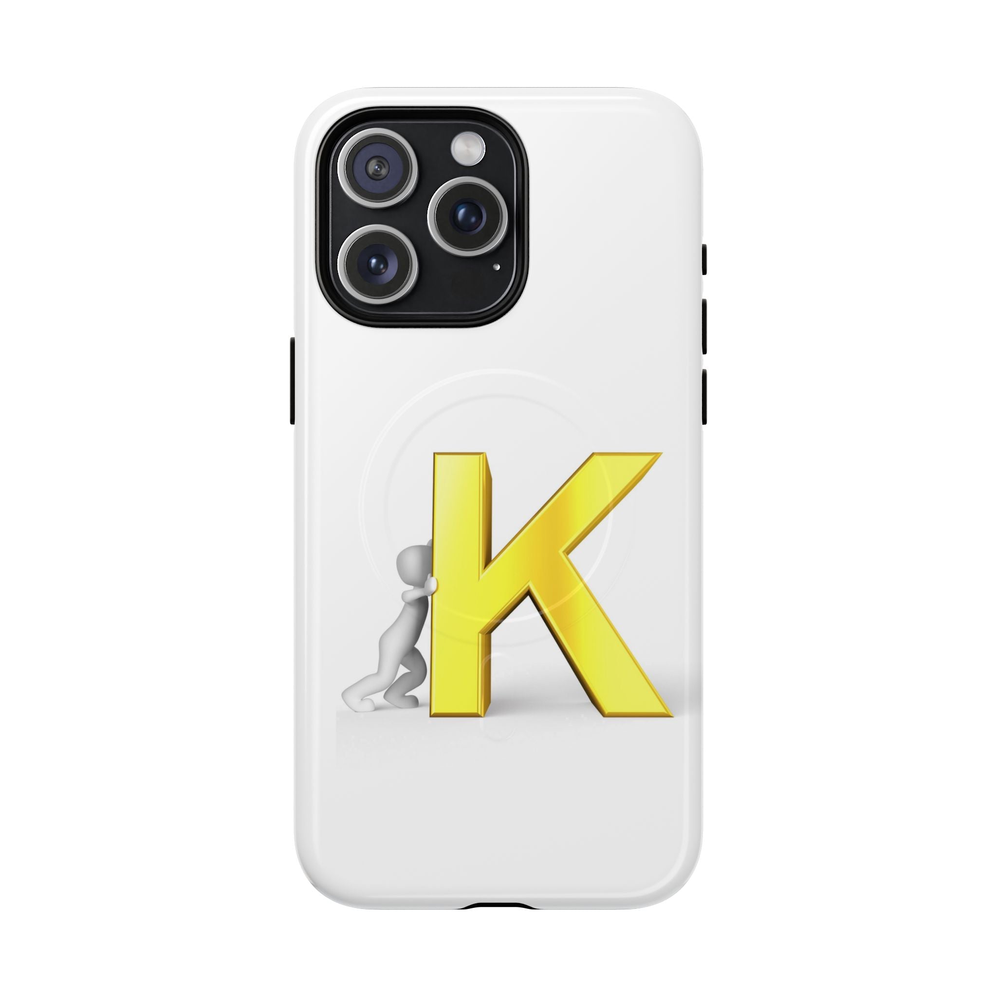 Yellow K Letter Phone Case | Tough Magnetic Case, Monogram Initial K