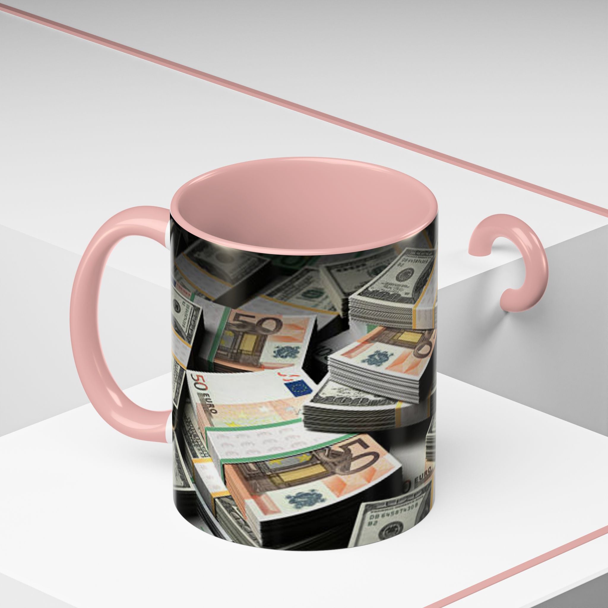 Geldstapel-Tasse | Akzent-Kaffeetasse 325 ml 444 ml, Bargeld-Muster