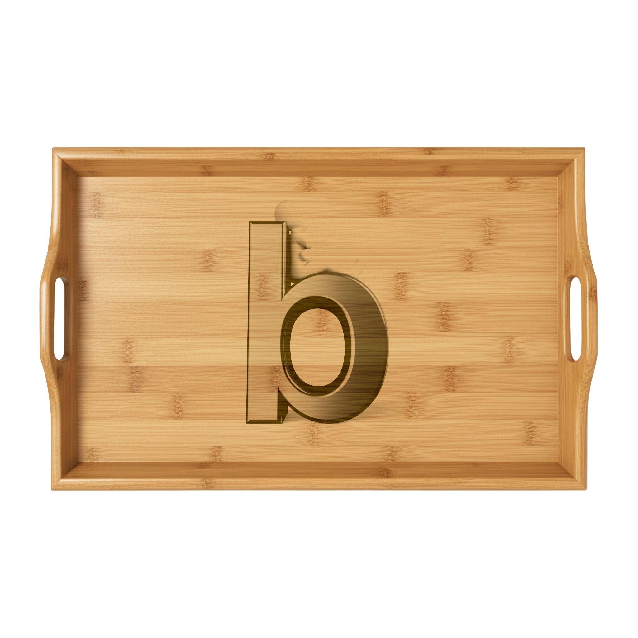 Lowercase Monogram b Bamboo Serving Tray | Engraved Initial Letter Tray