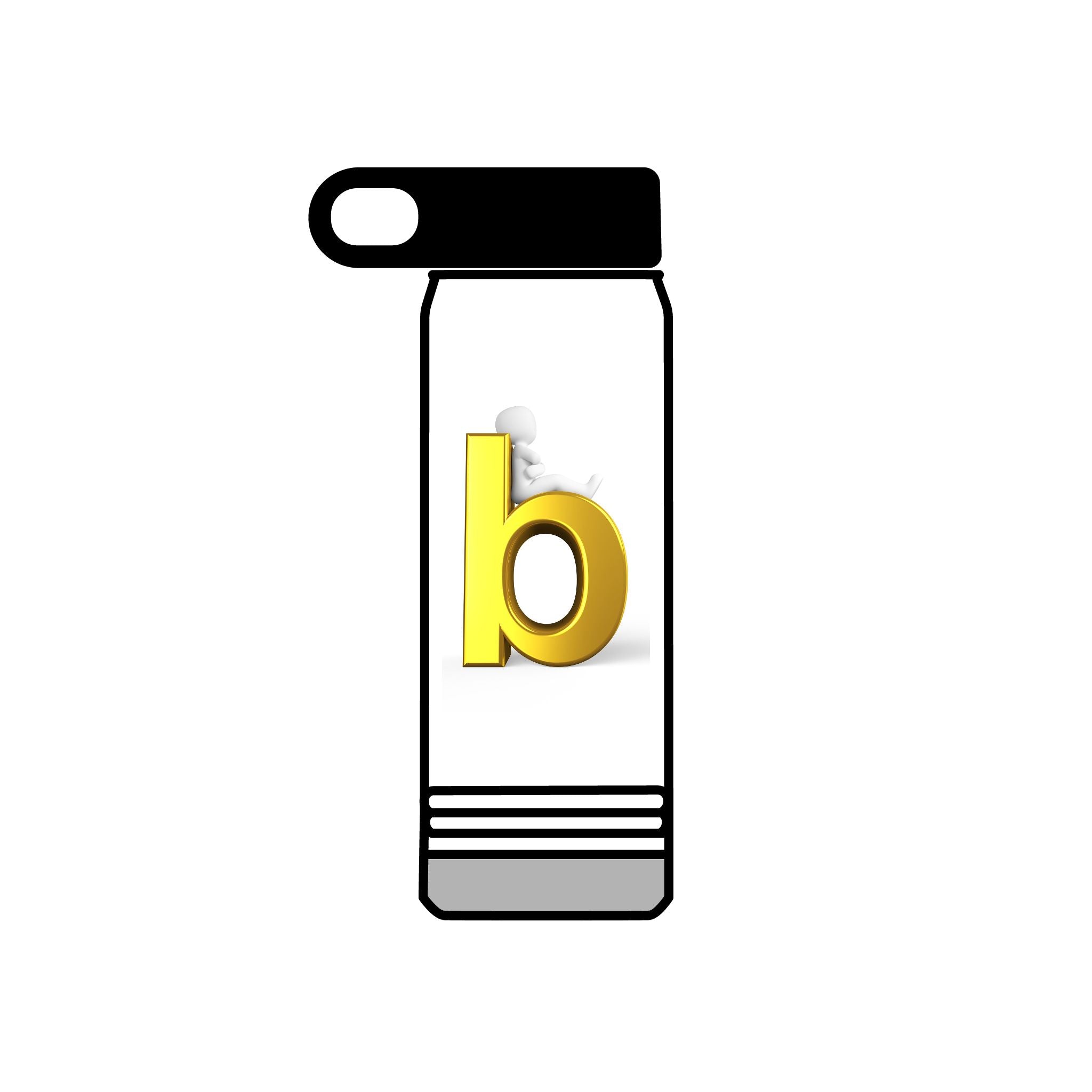 Bouteille d'eau Monogramme Lettre B Dorée | Bouteille isotherme 590 ml