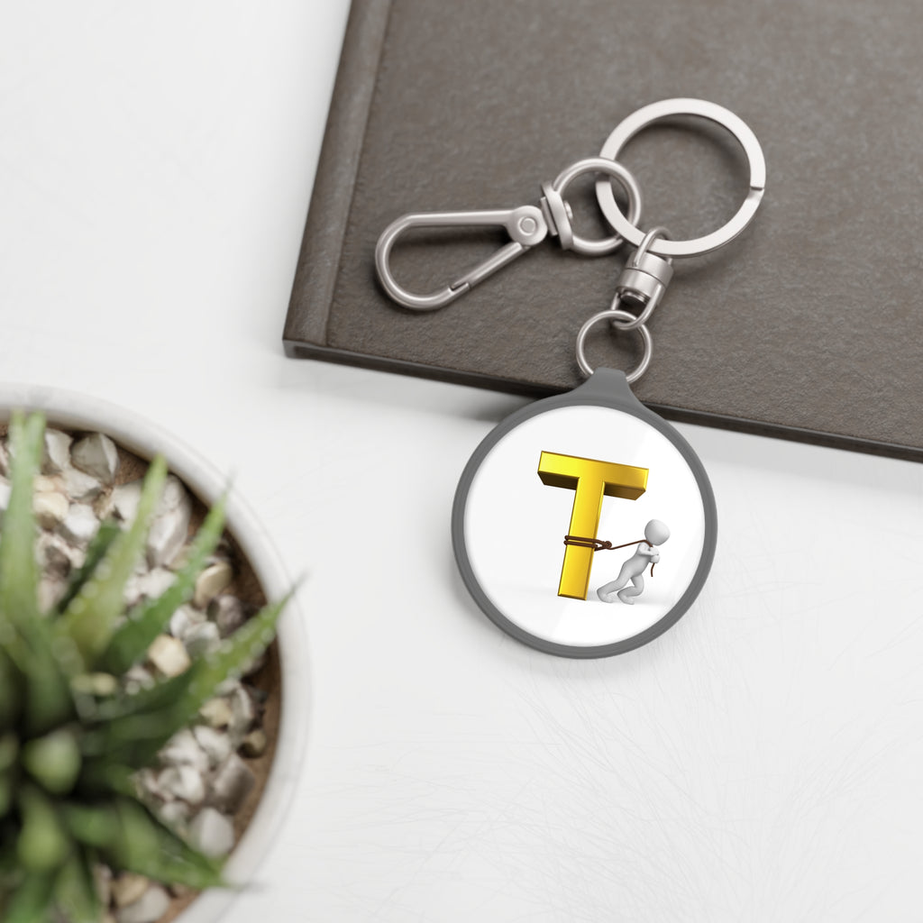 Letter T Tugging Figure keyring tag | Alphabet Initial Keychain