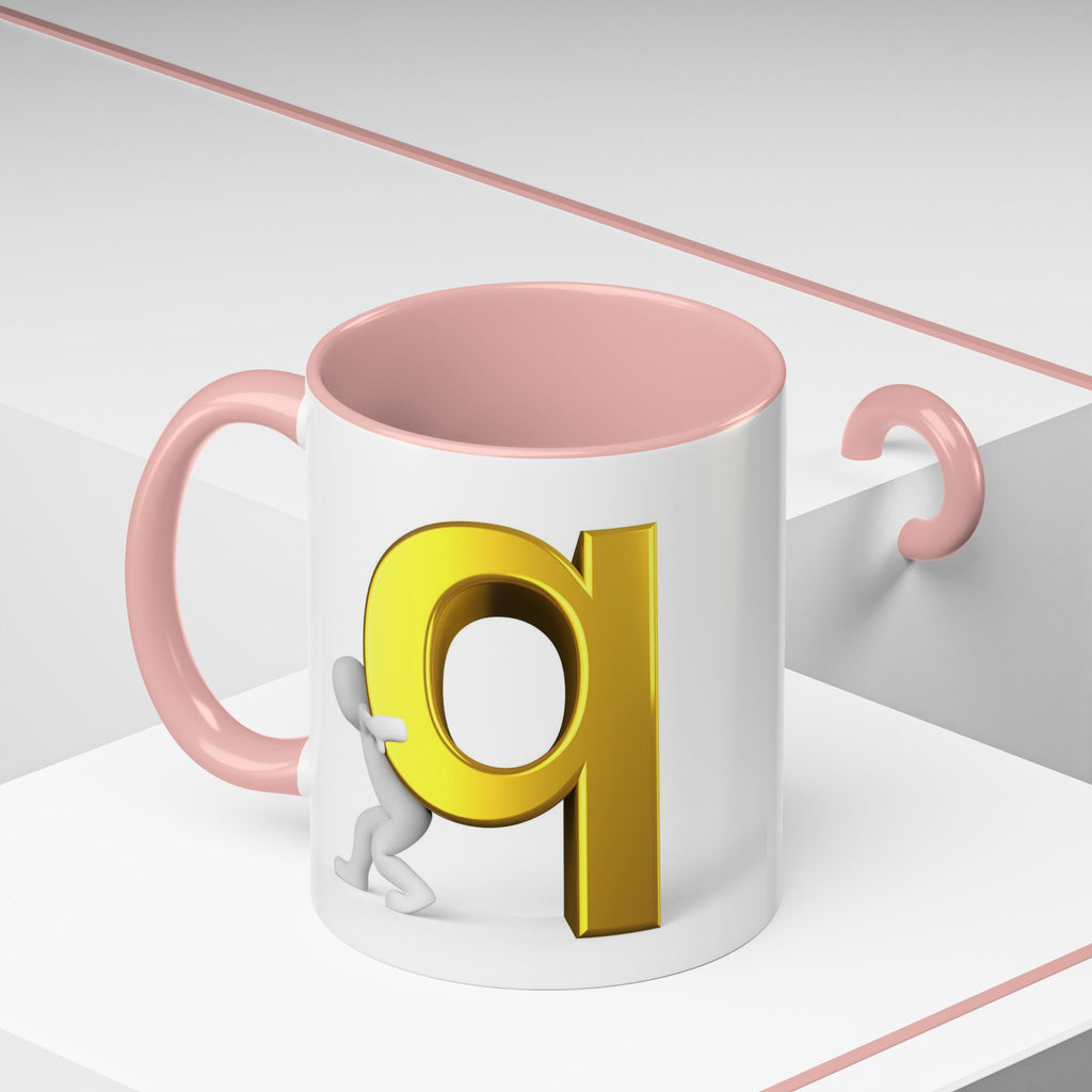 Gold Letter Q Push Character Mug | Accent Coffee Mug 11oz 15oz