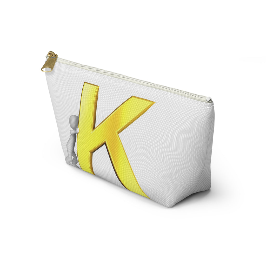 Yellow Letter K Monogram Accessory Pouch | Initial K Makeup Bag