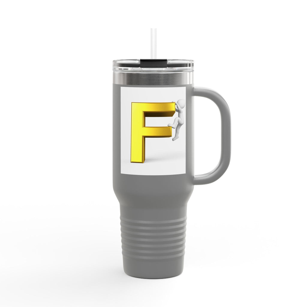 3D Figure Climbing Yellow Letter F Travel Mug | Insulated 40oz