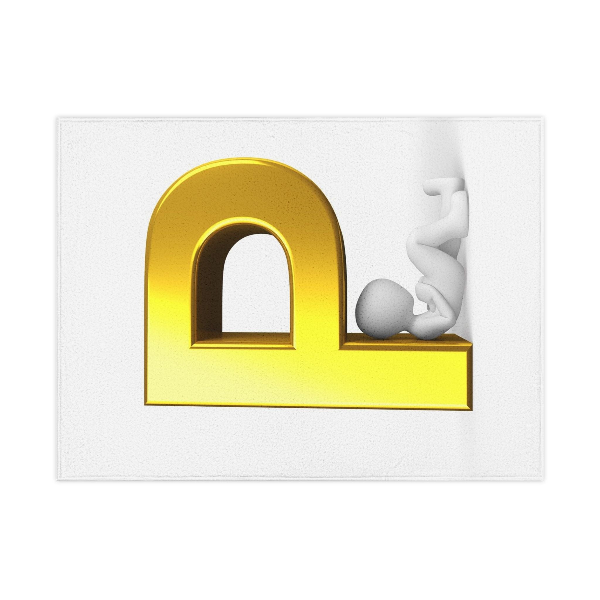 Gold 3D Letter P Initial Toddler Blanket | Personalized Monogram P Blanket