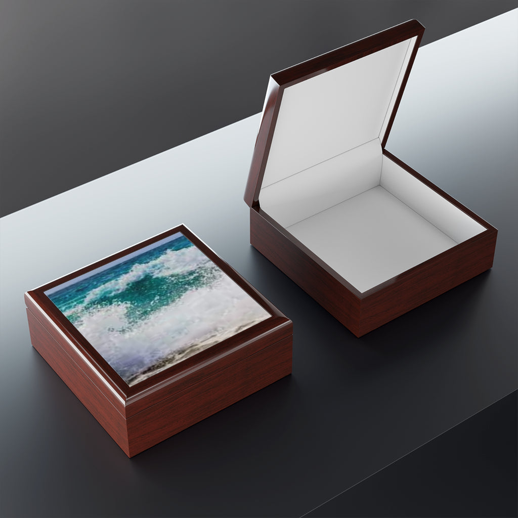Ocean Wave Jewelry Box | Seascape Trinket Box, Coastal Home Decor