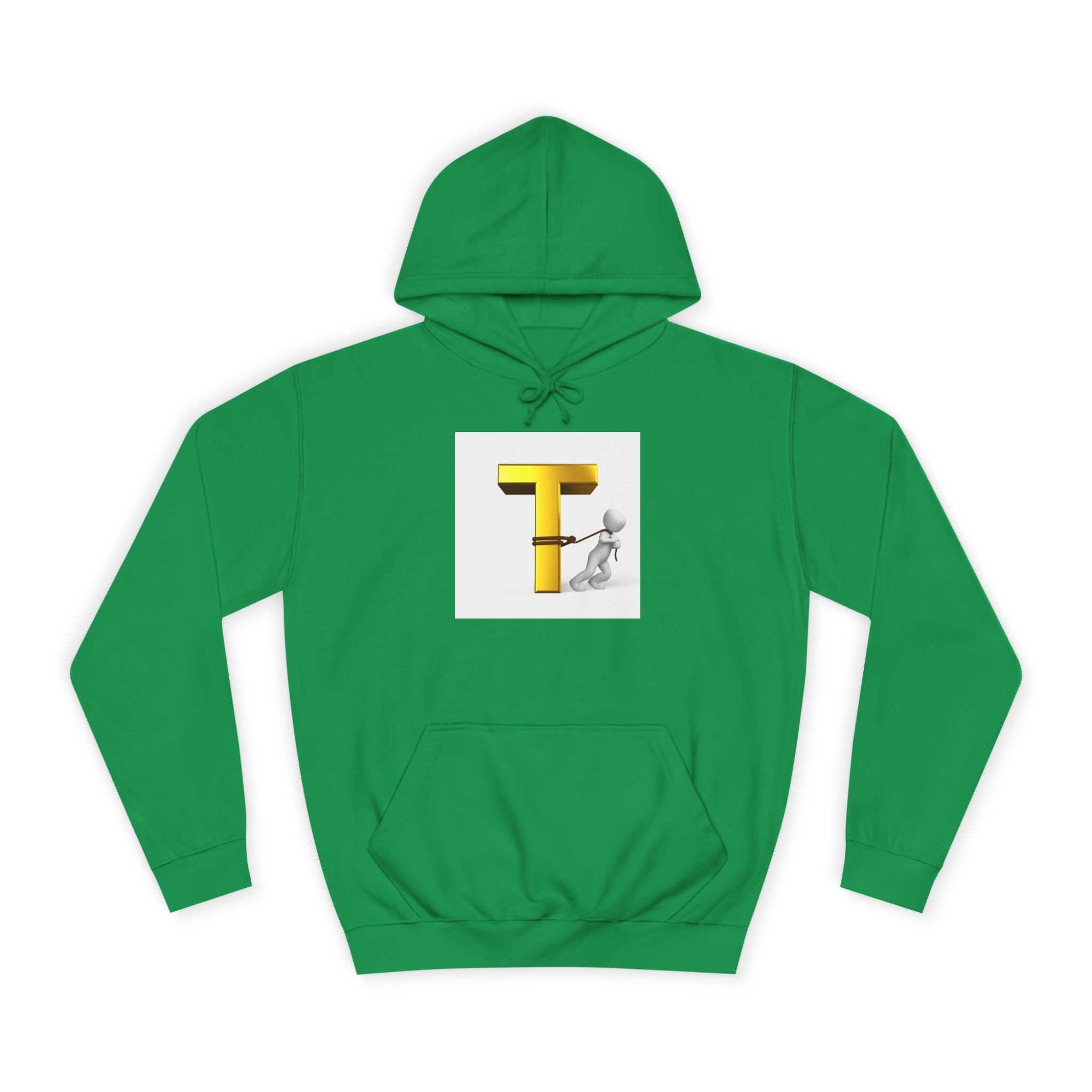 Letter T Mascot Pulling Block T Hoodie | Monogram Initial T Sweatshirt