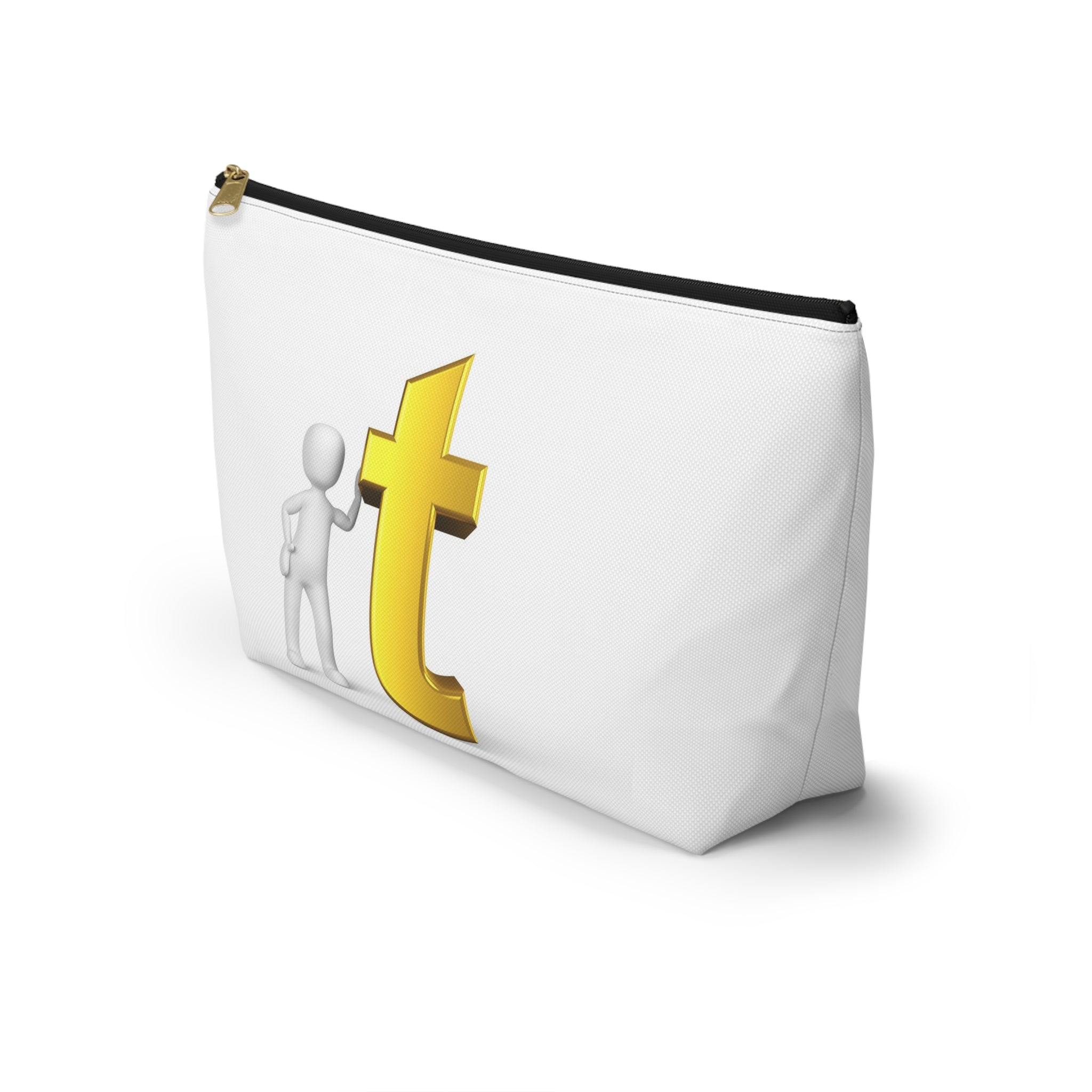 Gold Letter T Monogram Accessory Pouch | T-Bottom Makeup Bag