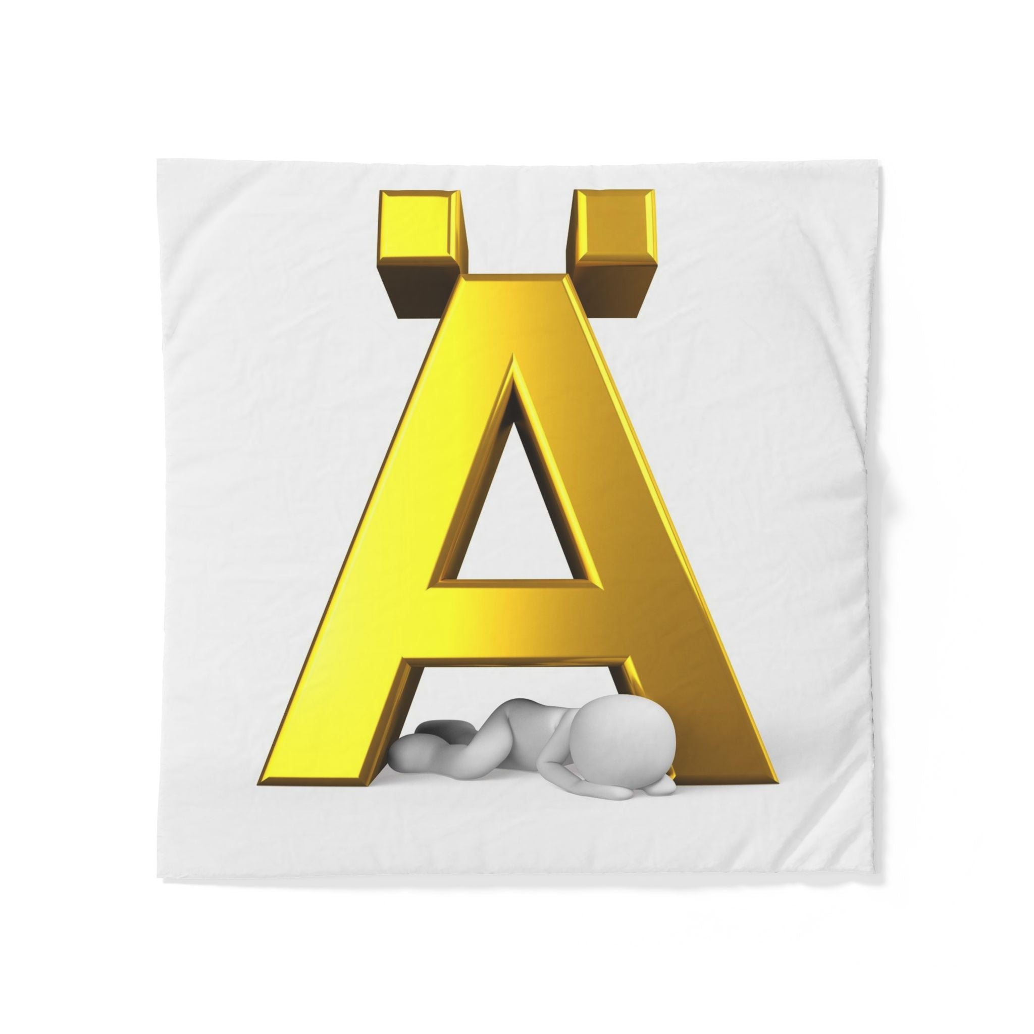 Housse de couette monogramme lettre dorée Ä | Parure de lit typographique initiale