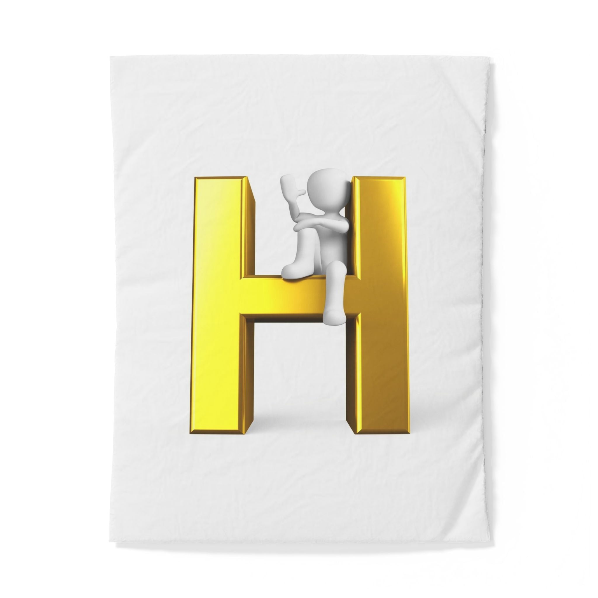 H en lettre d'or avec figure d'escalade Housse de couette | Parure de lit monogrammée