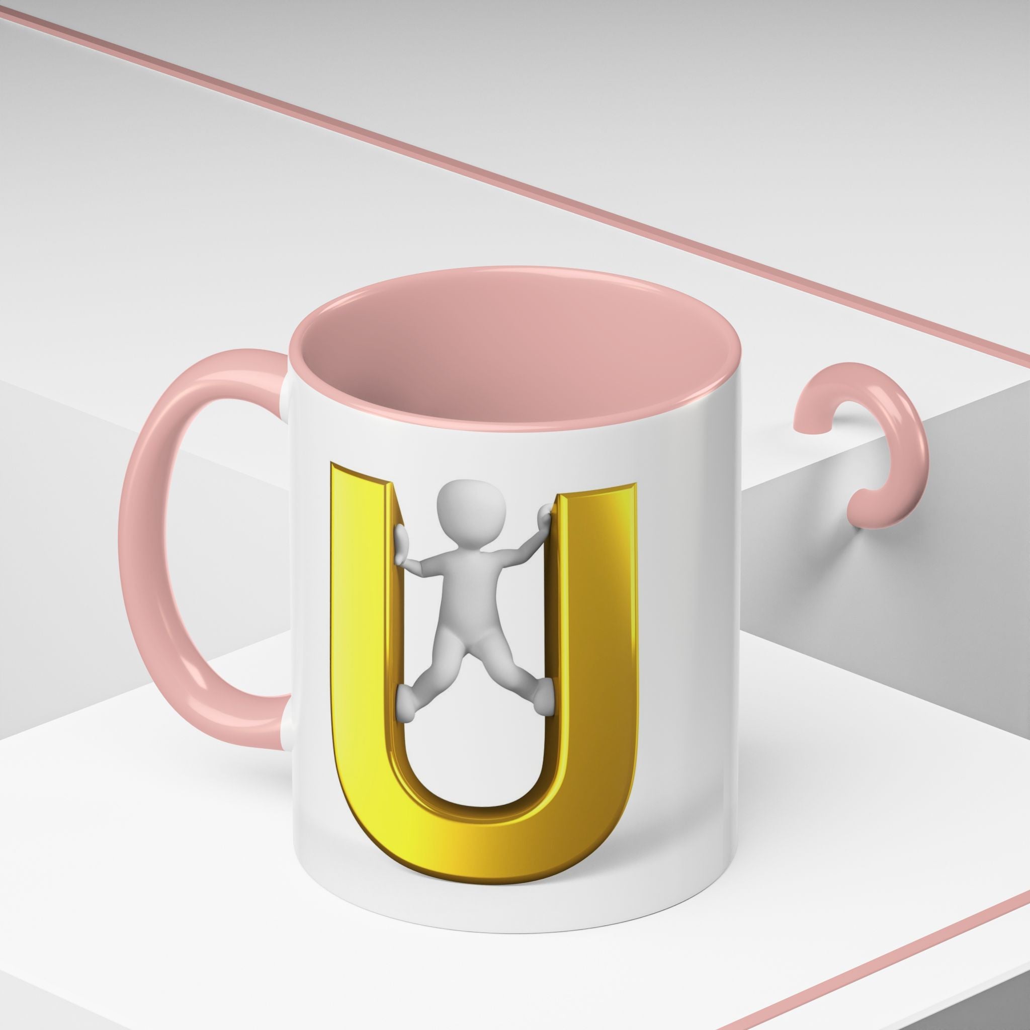 Mug en 3D avec lettre U dorée | Tasse à café 325 ml ou 440 ml