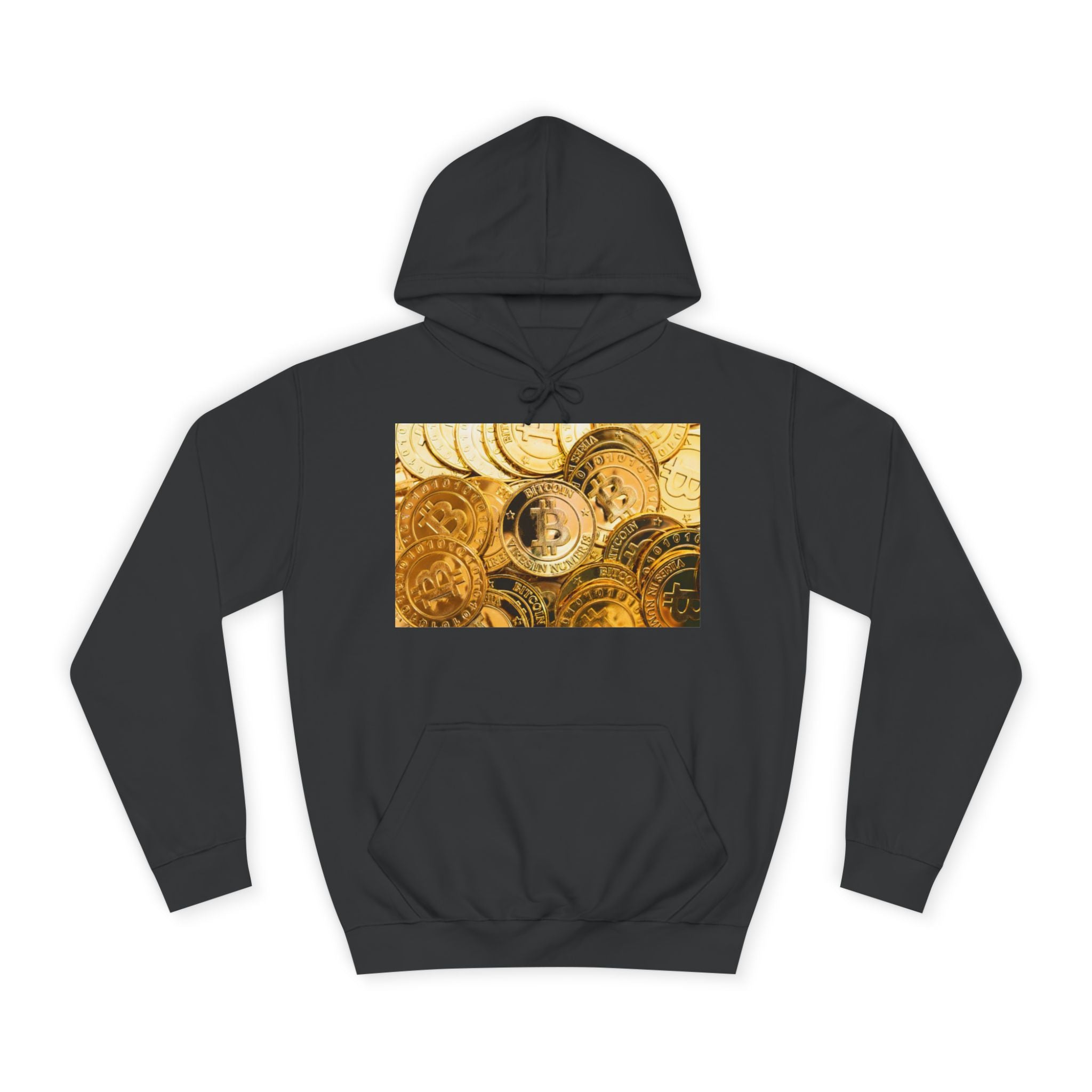 Golden Bitcoin Coins Hoodie | Crypto Cryptocurrency Crypto Art, Digital Currency Apparel