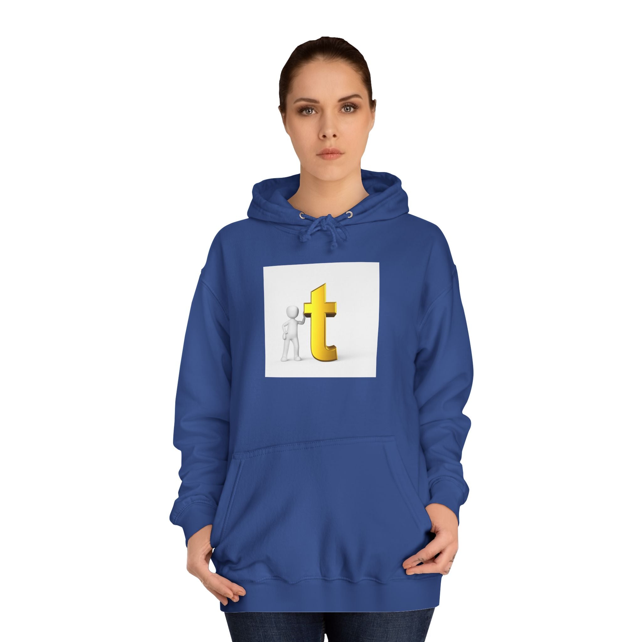 3D Gold Letter T Hoodie | Minimal Letterman Initial Sweatshirt
