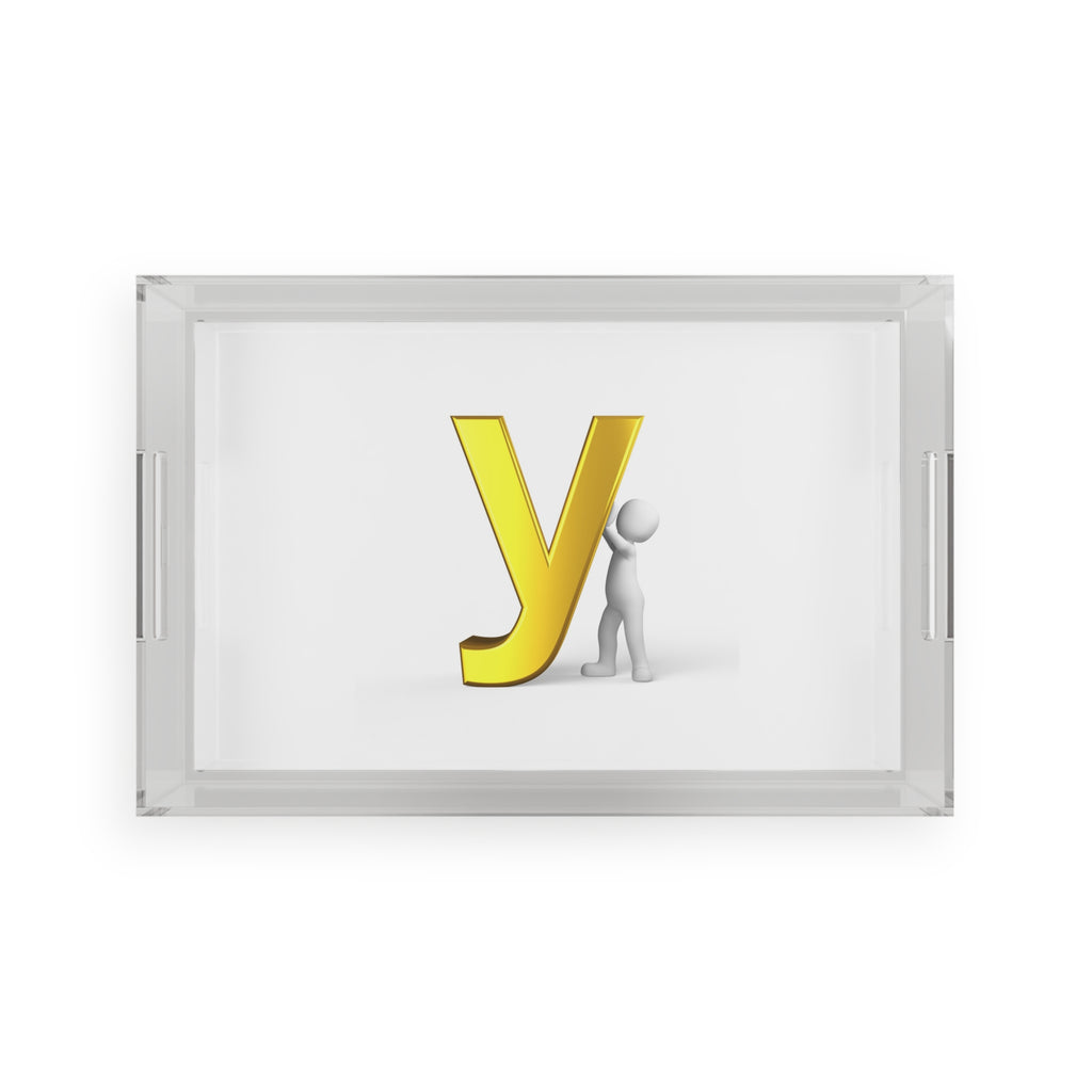 Gold Letter Y Monogram Acrylic Serving Tray | Personalized Initial Decor