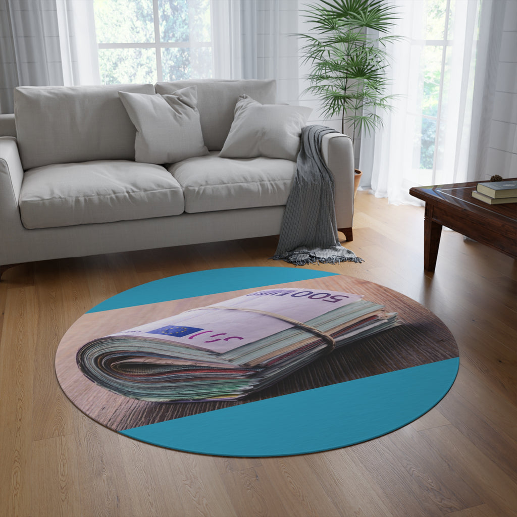 Stack of Euro Banknotes Round Rug | Money Print Floor Mat