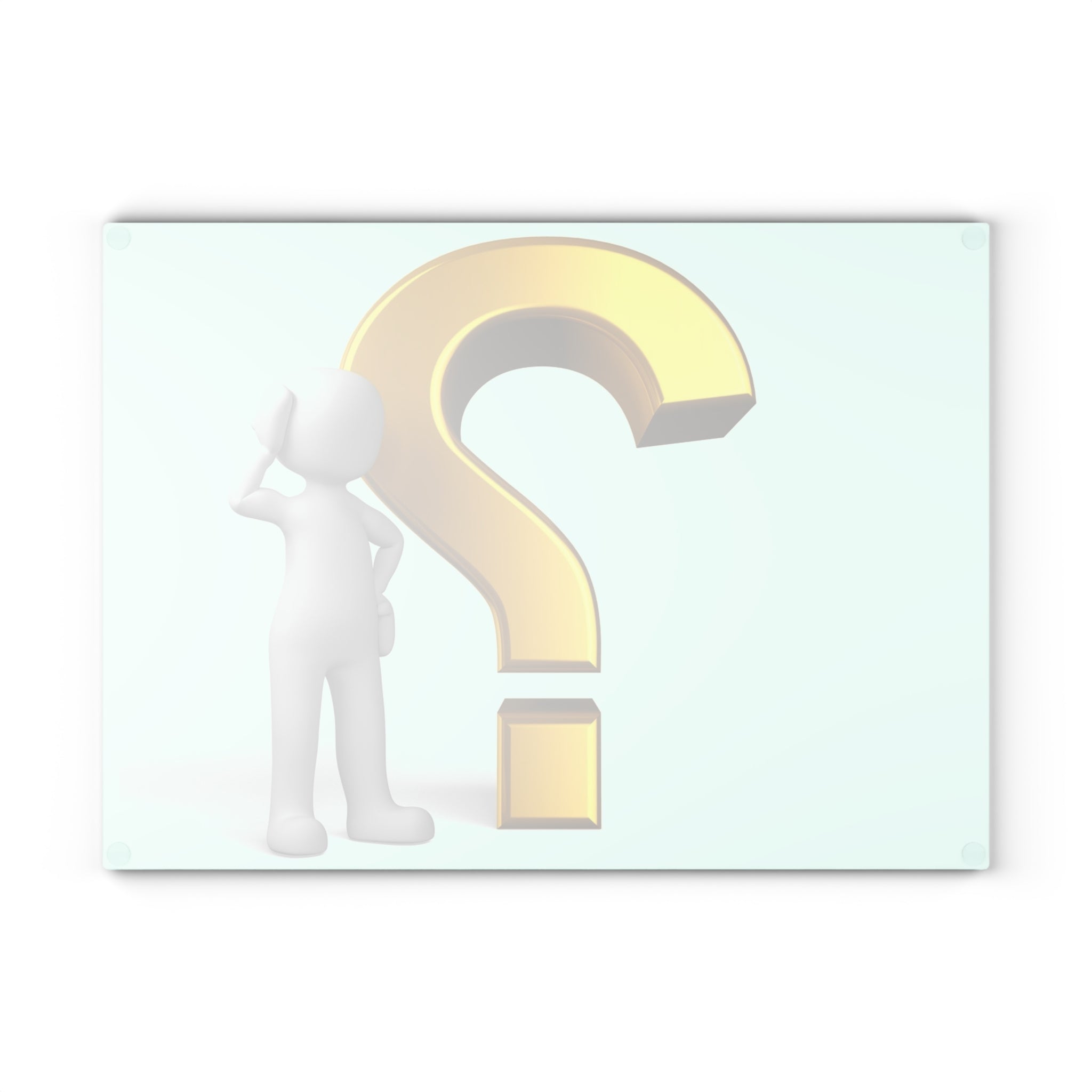 3D Gold Question Mark figure Glass Cutting Board | Decorative Kitchen Chopping Board