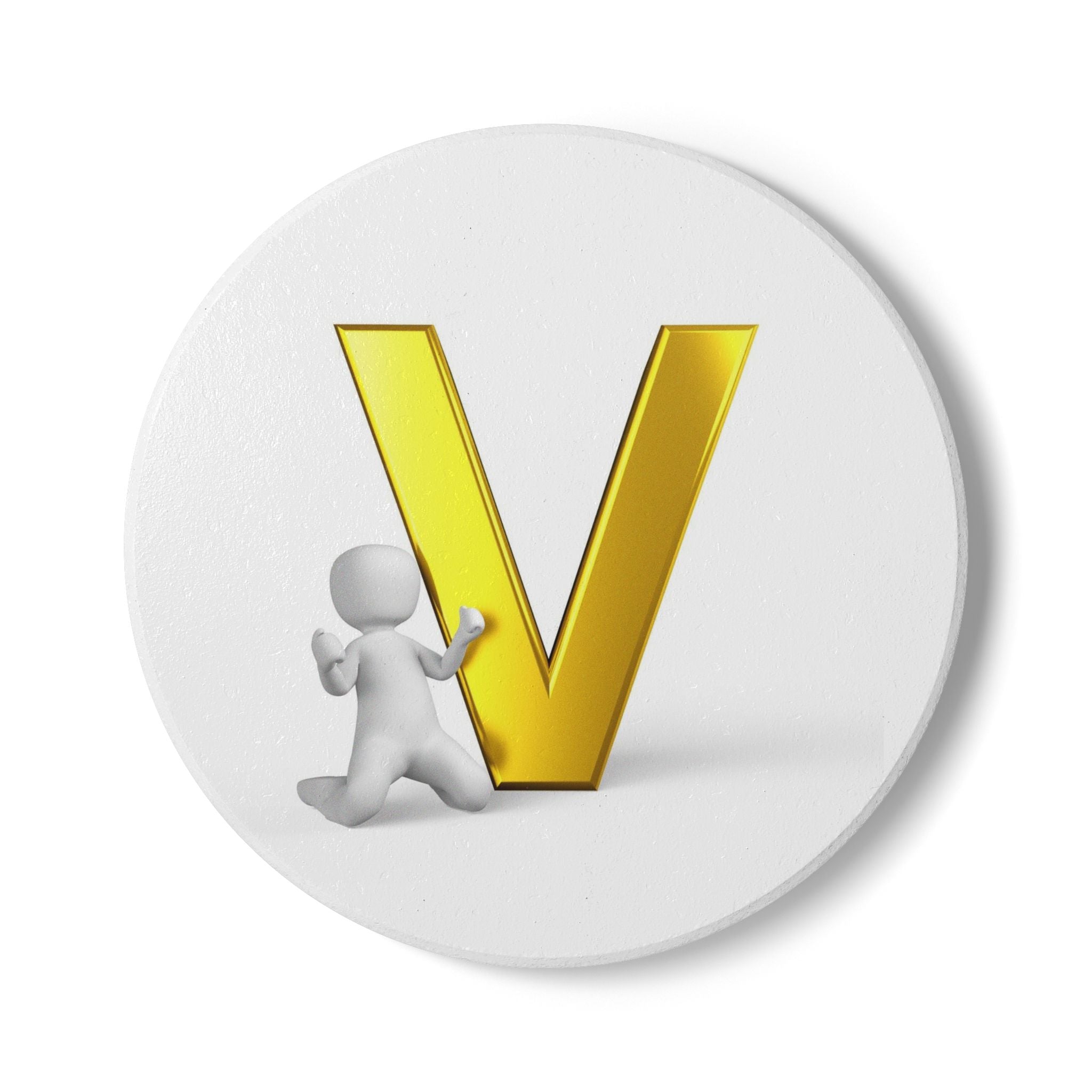Gold Letter V Monogram Coaster | Ceramic, Cork Back