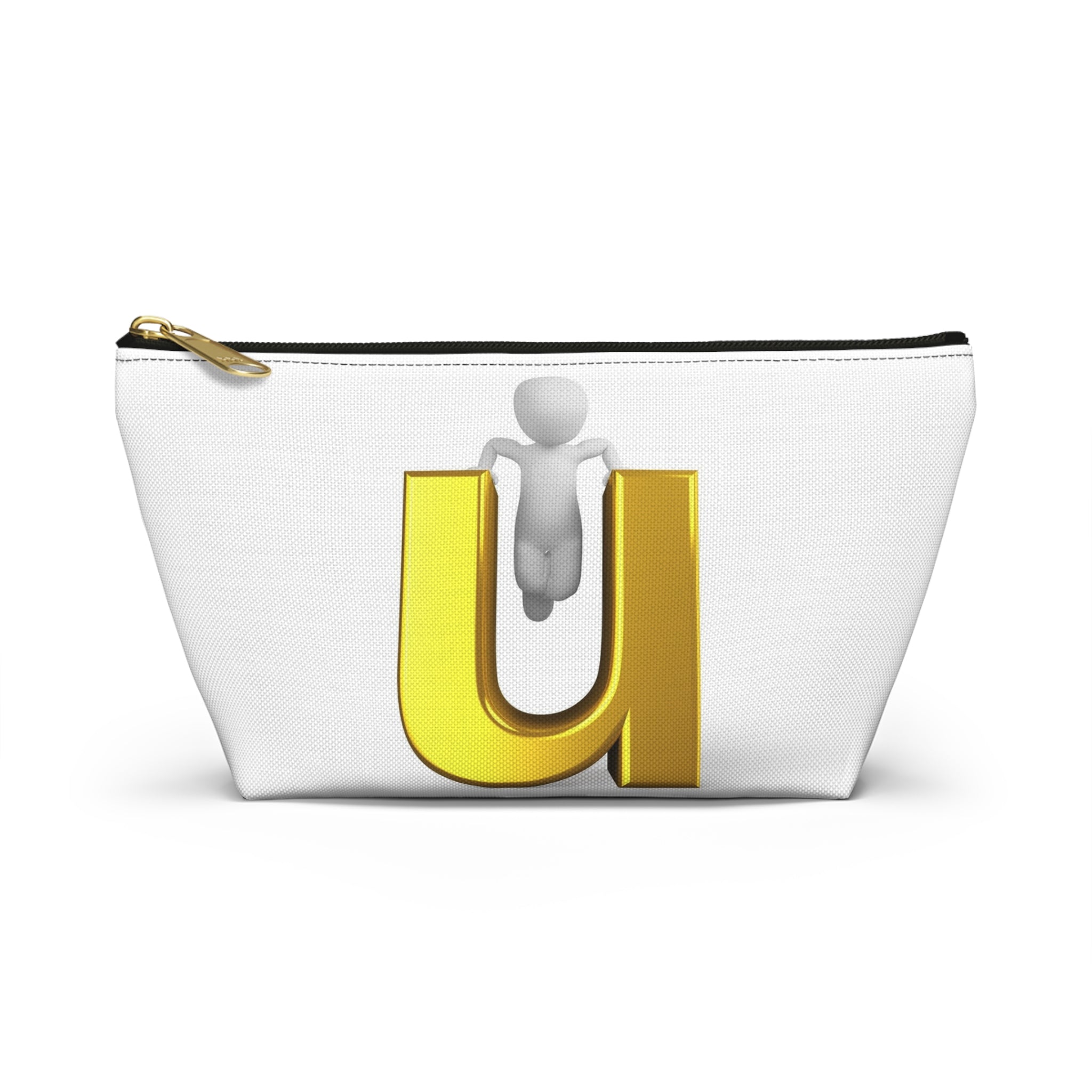 3D Stick Figure Climbing Gold Letter U Accessory Pouch