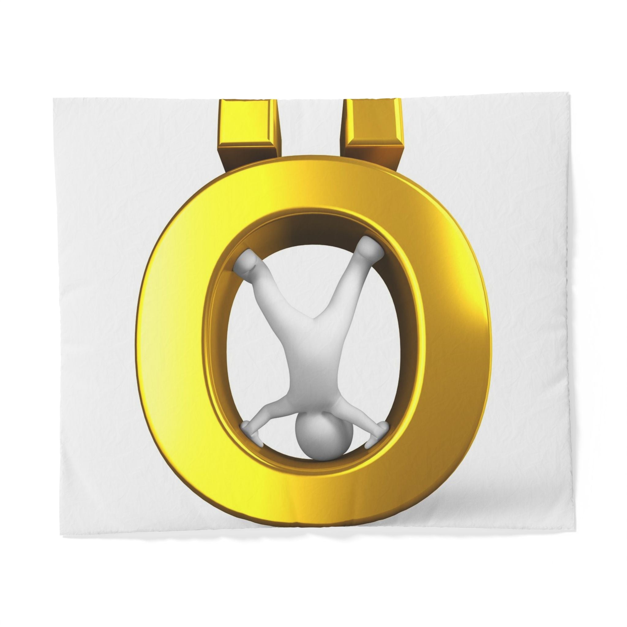 3D Gold Letter O with Figure Cotton Duvet Cover | Minimal Modern Bedding