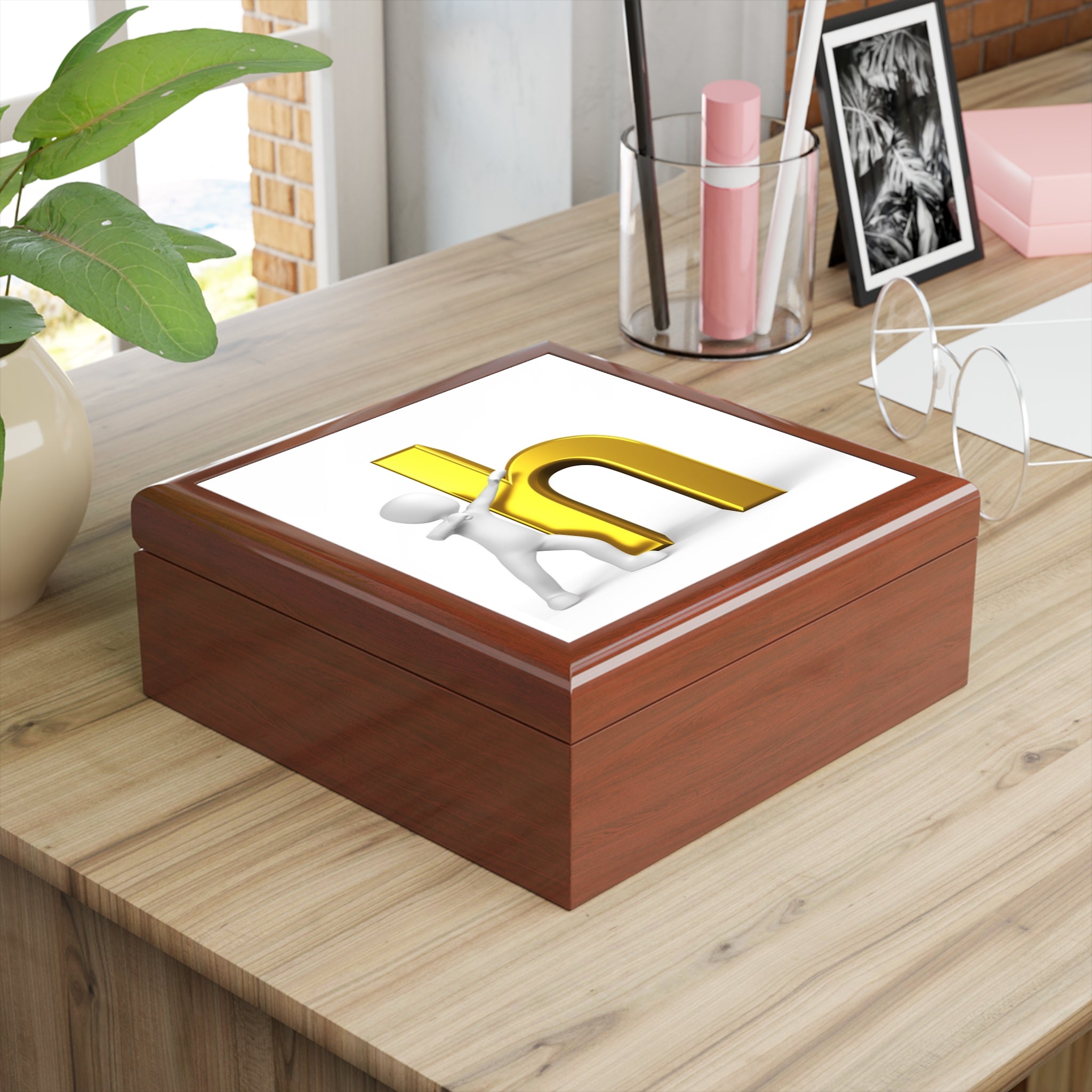 3D Gold Letter H Monogram Jewelry Box | Personalized Initial Keepsake