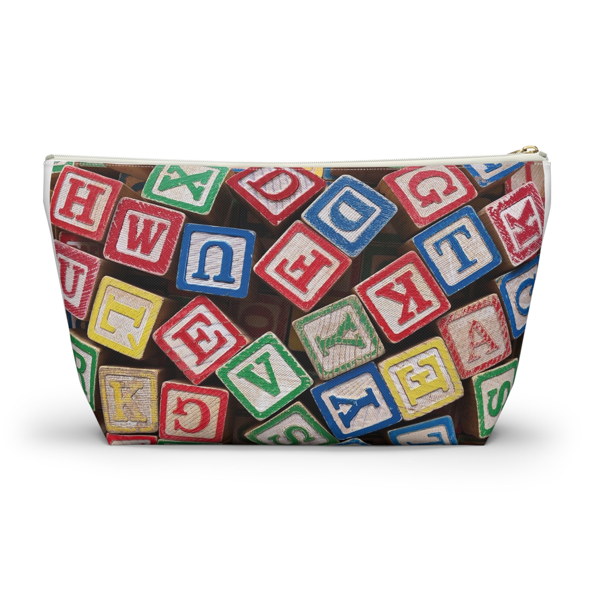 Scattered Wooden Alphabet Blocks Accessory Pouch