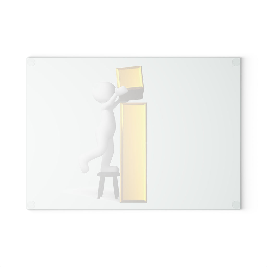 3D Character Stacking Gold Letter I Glass Cutting Board | Alphabet Kitchen Decor