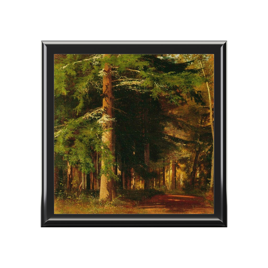 Forest Path Painting Jewelry Box | Woodland Landscape Trinket Box