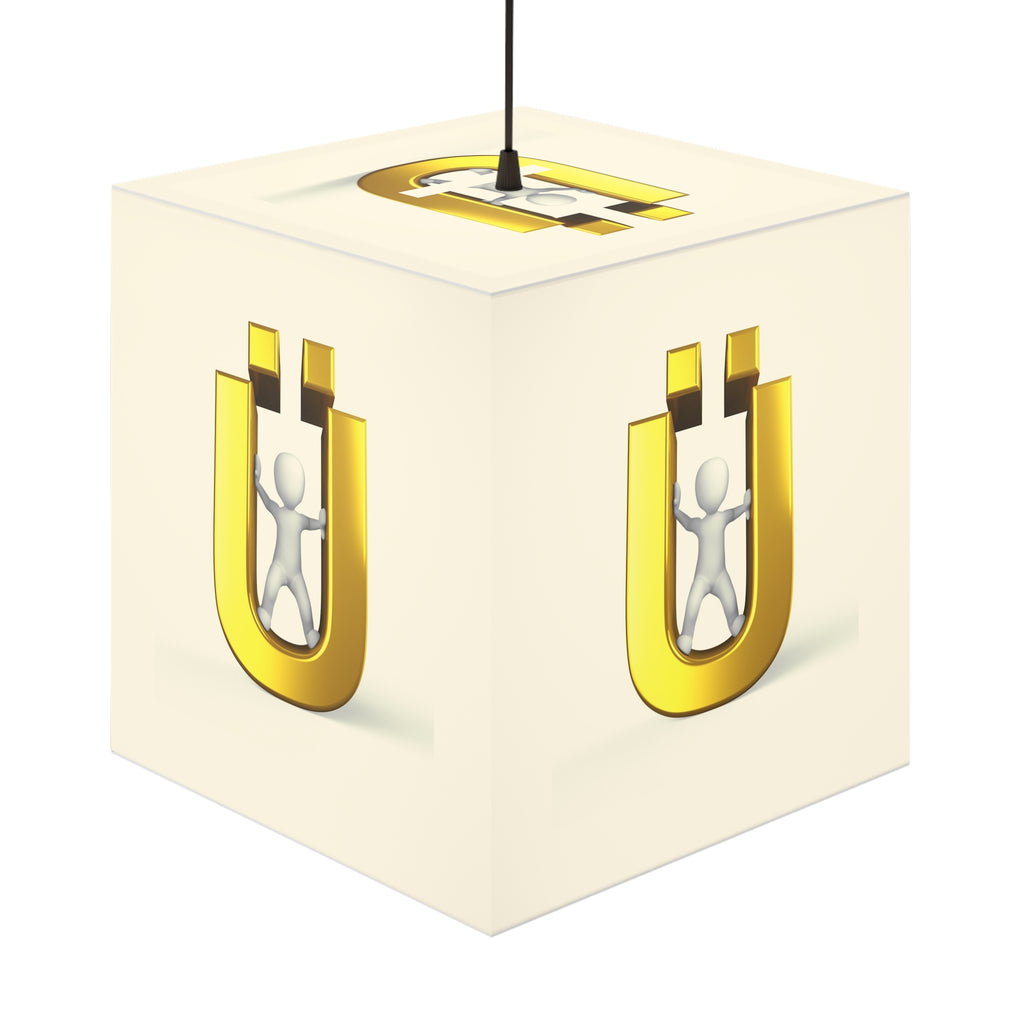 Gold Letter Ü with Figure Light Cube Lamp | Kids Room Nightlight