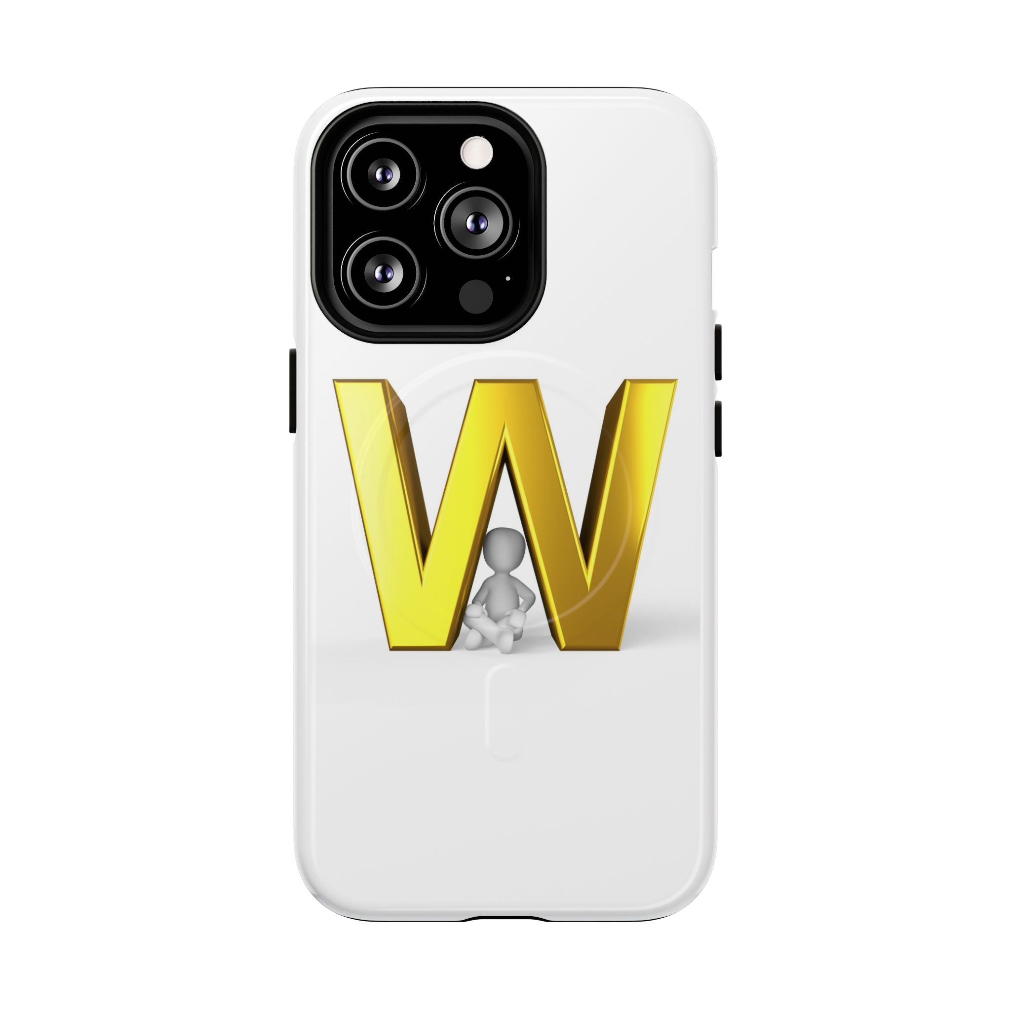 Coque de téléphone à monogramme lettre W or | Coque magnétique résistante