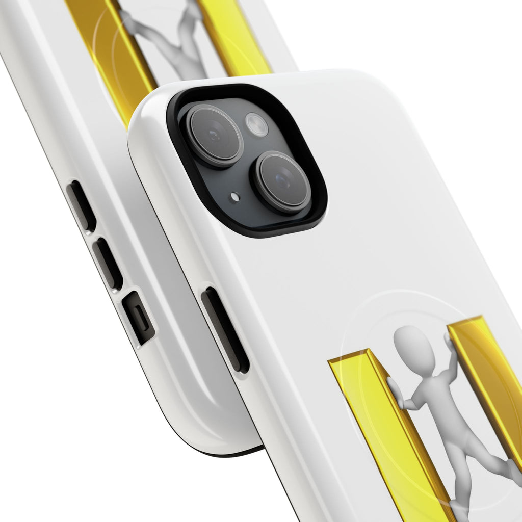 3D Gold U Letter with Stick Figure phone case | Tough Magnetic Case