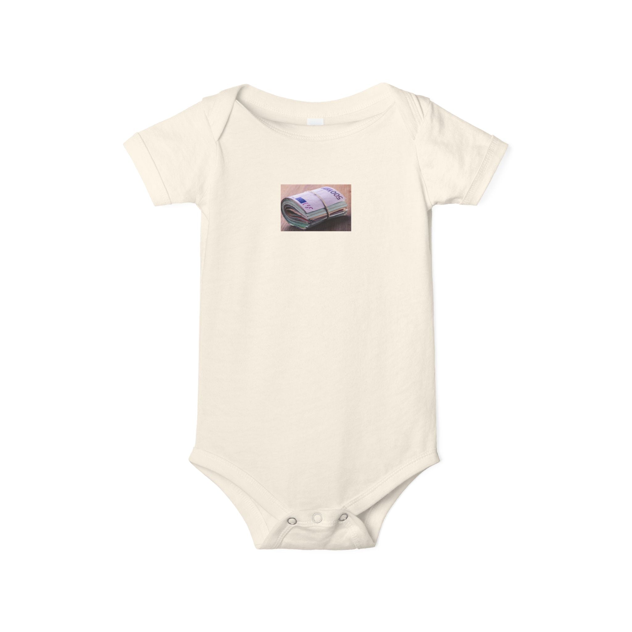 Grenouillère bébé motif pile de billets | Body imprimé argent