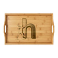 Person Pushing Letter N wood engraving Tray | Bamboo Serving Tray