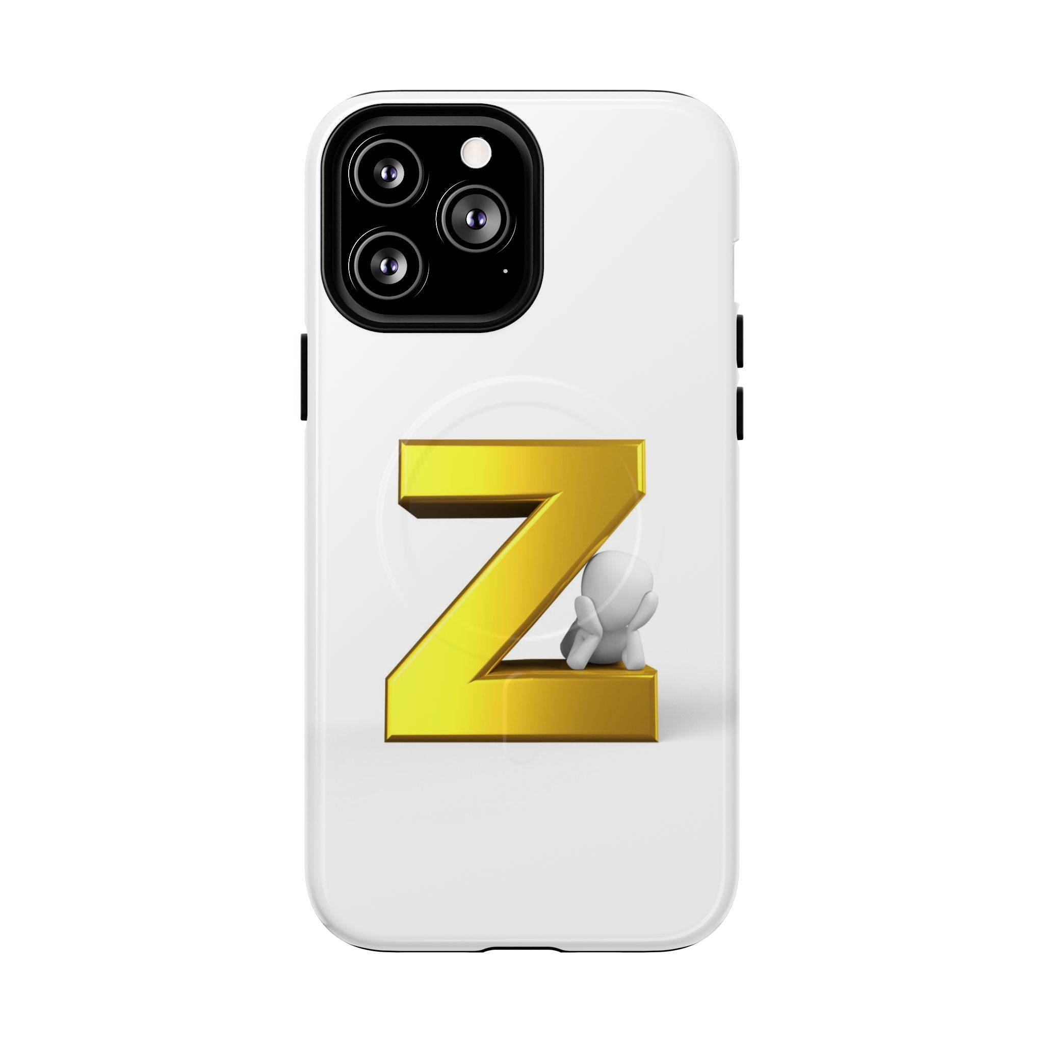 Coque de Téléphone Lettre Z Or 3D | Coque Magnétique Robuste, Initiale Monogramme