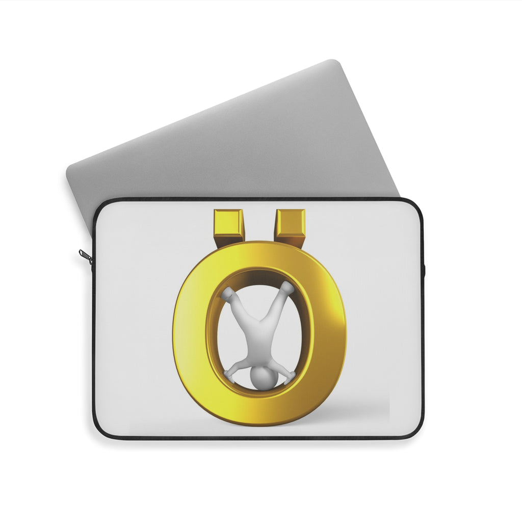 Golden Letter Ö with 3D Figure Laptop Sleeve | Minimal Tech Accessory