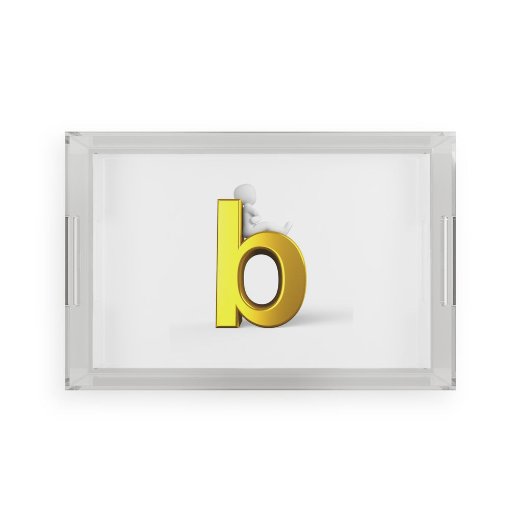 Gold 3D Letter b Acrylic Serving Tray | Monogram Initial Tray