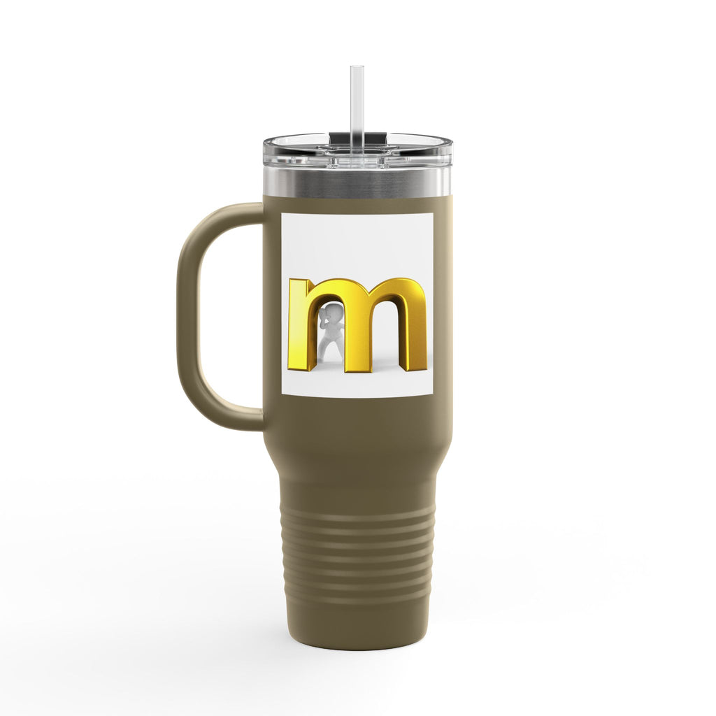 Gold 3D Letter M travel mug | Insulated 40oz Tumbler