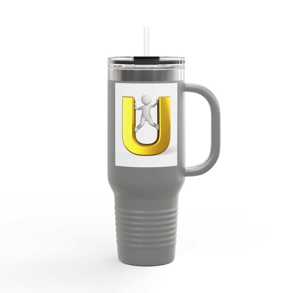 3D Gold Letter U with Figure Insulated Travel Mug 40oz | Tumbler