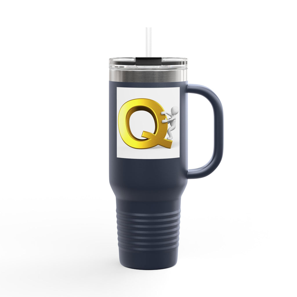 Gold Letter Q Monogram Travel Mug | 40oz Insulated Tumbler
