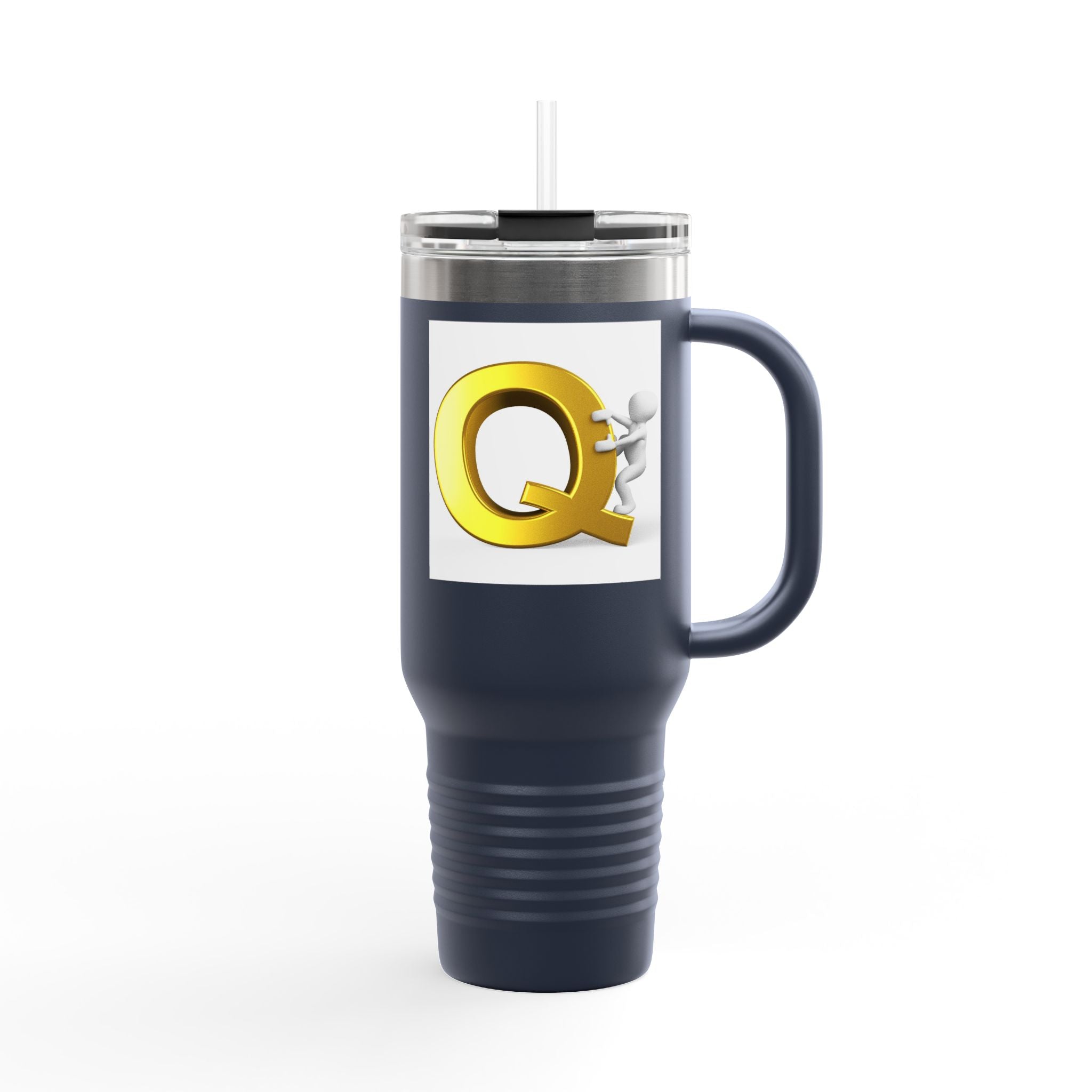 Gold Letter Q Monogram Travel Mug | 40oz Insulated Tumbler