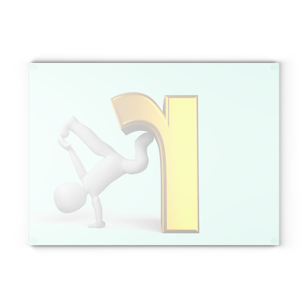 3D Letter r Breakdance Graphic Glass Cutting Board | Alphabet Kitchen Decor