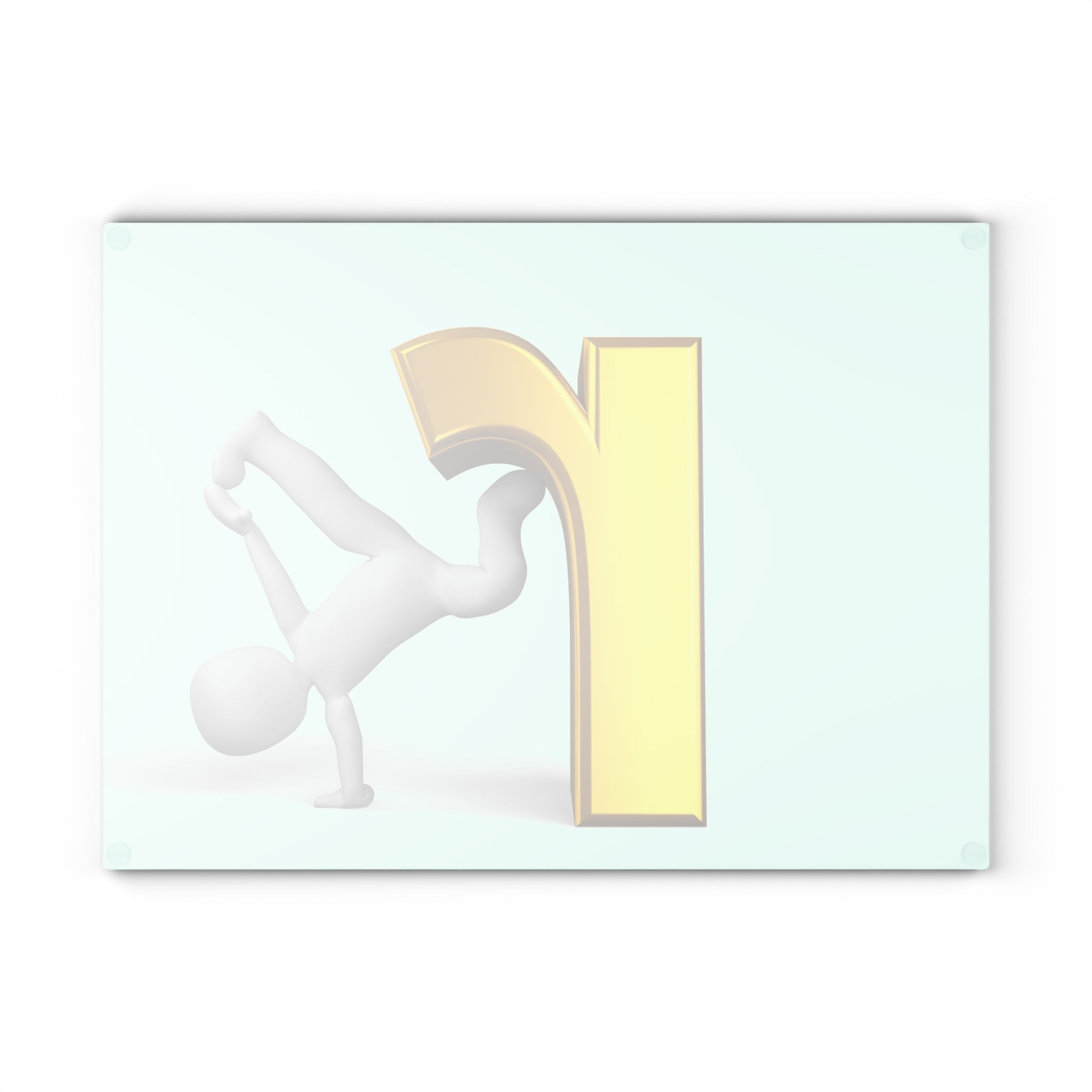 3D Letter r Breakdance Graphic Glass Cutting Board | Alphabet Kitchen Decor