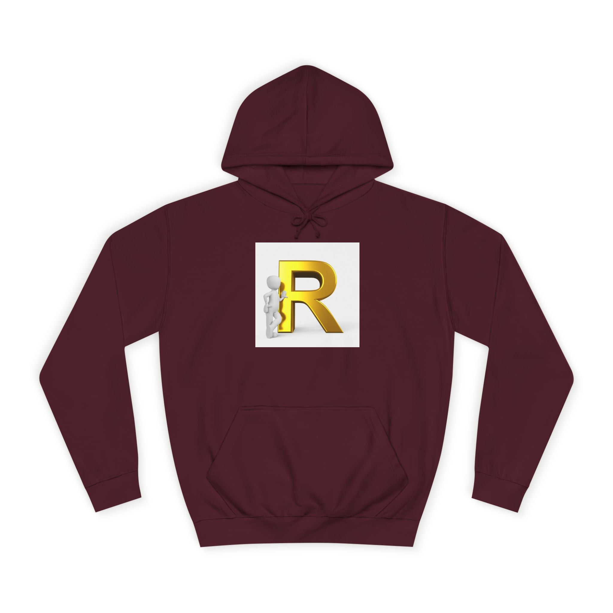Gold Letter R Hoodie | 3D Character Leaning on R