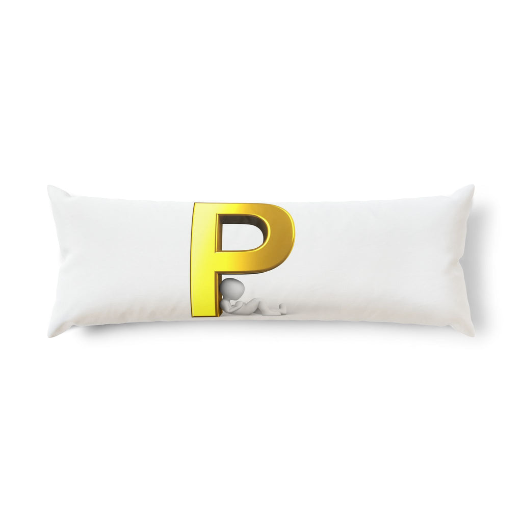Gold Letter P Body Pillow | Monogram Initial Pillow