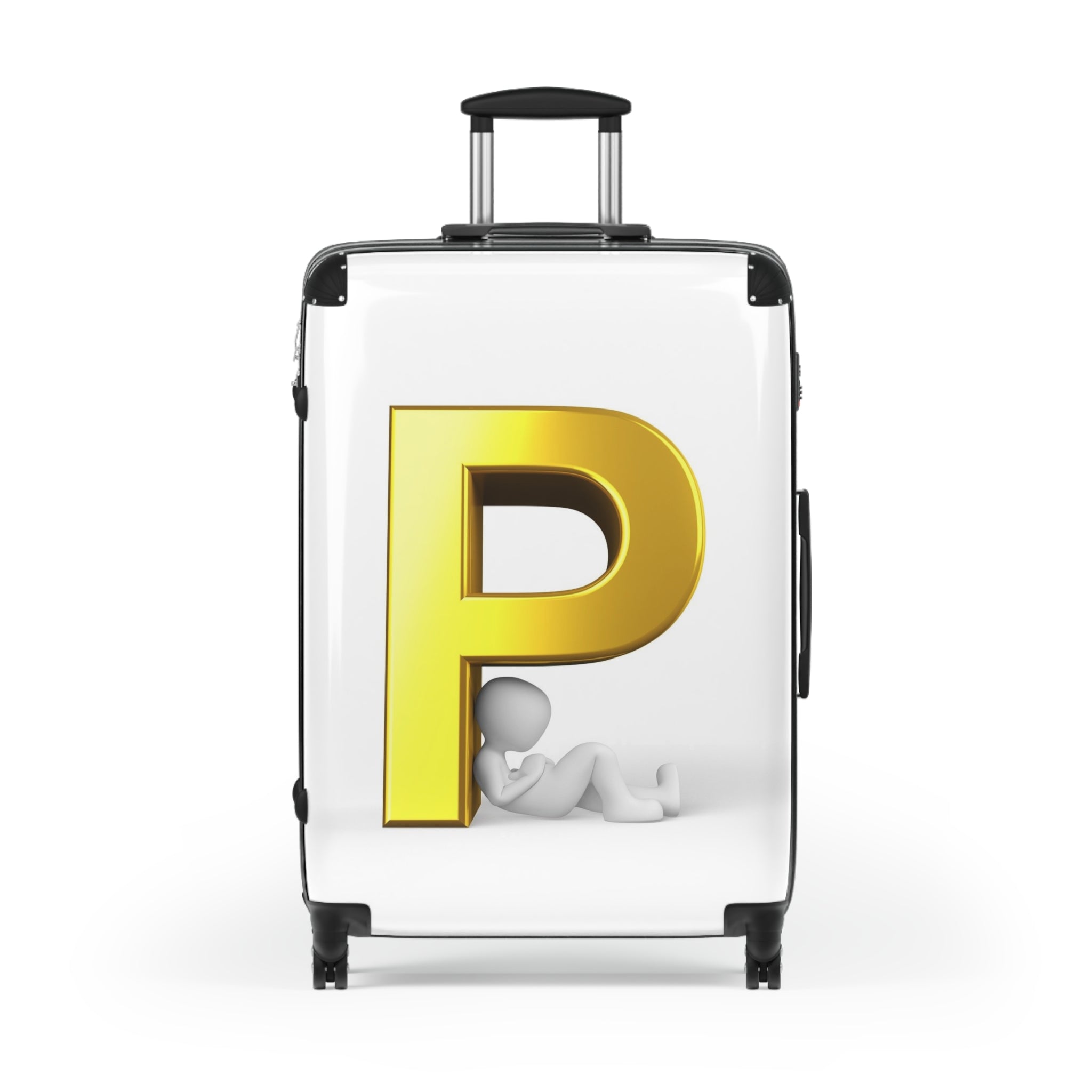 Gold Letter P Monogram Suitcase | Personalized Initial Luggage